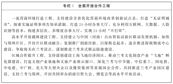 河南省人民政府關(guān)于印發(fā)把蘭考縣納入鄭開同城化進(jìn)程打造全國縣域治理“三起來”樣板總體方案及3個專項規(guī)劃和行動方案的通知